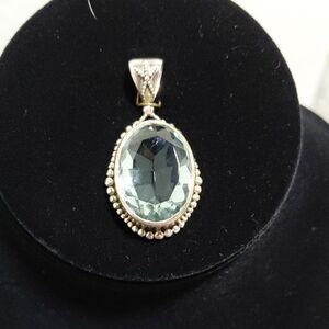 Taylor Silver Necklace with Light Blue Gem